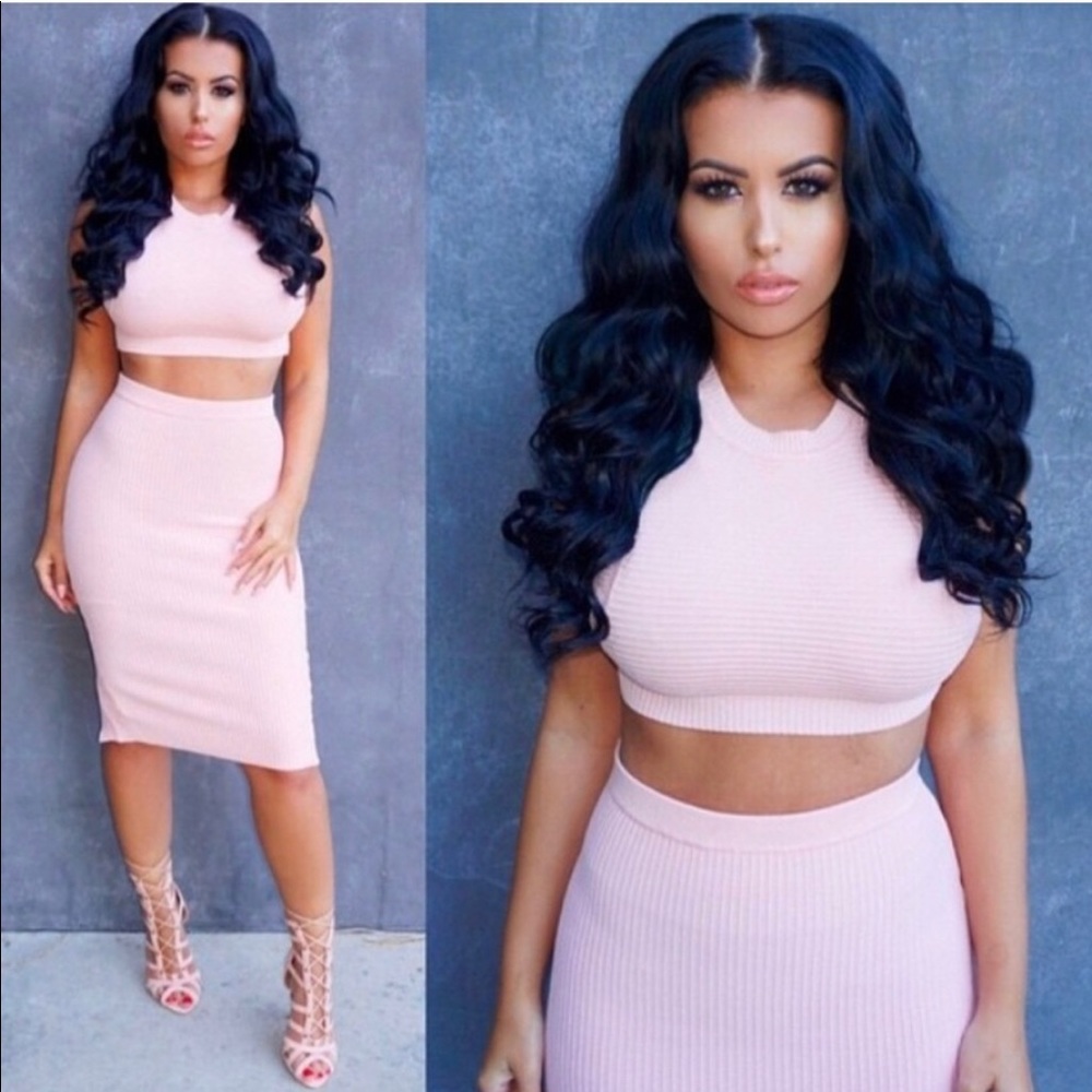 Two piece light pink set by Rehab
